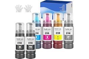 SHUOLEI 114 bläck kompatibelt med Epson 114 bläckpatroner påfyllningsbläck, multipack, för EP ET-8500 ET-8550 (6-pack