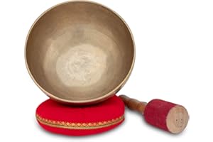XDrum Omshanti Klangschale 20 cm Komplett Set - Gewicht: 1200g - handgemacht in Indien - ideal für Meditations- und Therapiezwecke - inklusive passendem Kissen und Schlägel