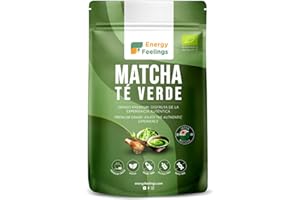 Energy Feelings Té Matcha en Polvo Premium 100g, Té Verde Matcha Japonés Orgánico Puro, Rico en Antioxidantes Naturales, Green Tea Powder, Ideal para Latte, Vegano, Sin Gluten, Sin Lactosa
