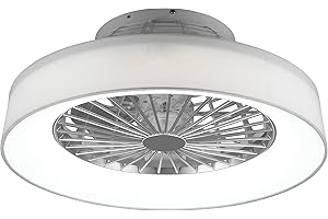 Reality Leuchten LED Deckenleuchten-Ventilator Farsund R62662101, Stoffschirm Weiß, inkl. 26 Watt LED, Ventilator 40 Watt