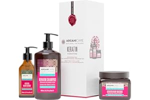ARGANICARE | Szampon + maska + serum keratynowe | Intensywnie regeneruje włosy | Zapobiega i leczy rozdwajane końce | Włosy miękkie i lśniące | Wyprodukowano we Francji | 400ML + 500ML + 100ML