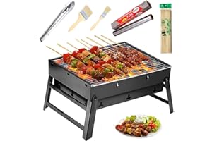 HODOFICE Camping Grill Tischgrill Holzkohle Mini Campinggrill Barbecue Holzkohlegrill Tragbarer Kleiner Portable Klappgrill Klappbar Reisen Outdoor Grillparty BBQ Vatertag Geschenke Einweggrill