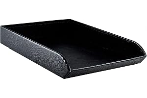 ‎DELMON VARONE - FINE LEATHERGOODS MADE IN GERMANY DELMON VARONE - Briefablage DIN A4 aus Premium Leder Soft Grain schwarz, Schreibtisch Organizer als Ablage für Dokumente, Briefe, Akten und Zeitungen, Klassischer Briefkorb in Echtleder für Büro