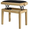 HOMCOM Banc de Piano Réglable 45-56 cm, Banc de Clavier, Bois Naturel | Tabouret Piano, Siège Rembourré en Velours, Pieds en Bois d'Hévéa Robustes, Tabouret de Coiffeuse, Chambre, Salon