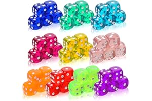 APLZGMG 50 Stück 18 mm Würfel Bunt Set 6-Seitig, D6 Dice mit Runden Ecken, Spielwürfel Große Acryl Würfel Set für Würfelspiele Tischspiele Bar KTV Party Tutoring (10 Farben)