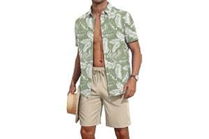 AIYINO Hawaiian Shirt Set Summer Personalized Shiteshirts Outfit Tropical Button Down Tops Beach Holiday Shirts
