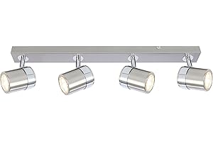 UKEW Modern 4 Way Ceiling Spotlight - Straight Bar Lighting with Adjustable Heads - Stylish Spotbar GU10 LED Light for Kitchen Living Room (Satin)