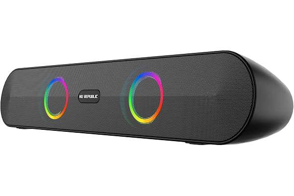 Nu Republic Partybox 165 with 10 Hrs Playtime, Dual 52mm Dynamic Driver, Mic for Receiving Calls, 16 W Bluetooth Soundbar (Black, 2.0 Channel)