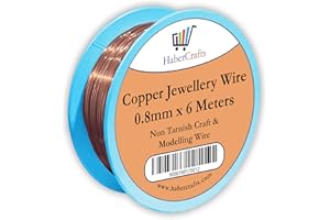 HABERCRAFTS 0.8mm Copper Jewellery Wire Tarnish Proof Brass Bendable Metal Wire for Jewellery Making Sculpting Modelling Crafts Wire Weaving & Wrapping (0.8mm - Copper - 20 Gauge - 1 Spool - 6 Meters)