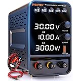Alimentatore da banco，Eventek Alimentatore da Laboratorio regolabile 30V 10A, Display LED a 4 Cifre, Con Porta di Ricarica 5V