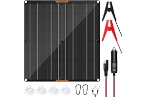 MHPOWOS 20W 12V Solar Batterie Erhaltungsladegerät Tragbares Wasserdichtes Power Solar Panel Erhaltungsladekit für Auto Automobil Motorrad Boot Marine Schneemobil Wasserfahrzeug RV