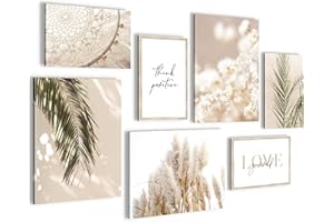 Novart- Tableau Décoration Murale- Boho- Love Yourself- Decoration Chambre Salon- Prêt à être Accroché- 7 Cadres de 30x40 & 20x30 cm- Beige- N005871a