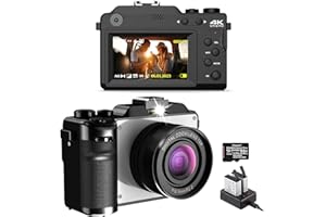 AILRINNI 4K Appareil Photo Numérique avec Dual-Lens - 48MP 18x Zoom Appareil Photo Numérique WiFi, Compact Caméra Numérique Autofocus avec Lentille Grand Angle et Macro,Selfie Appareil, 64G Carte