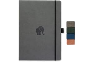 DINGBATS* NOTEBOOKS Dingbats - Wildlife Plain Extra Large Notebook, Grey Elephant, A4 - Cream 100gsm Ink-Proof Paper - Pen Holder, & Bookmark