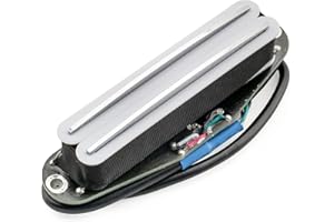 Musiclily Pro ST-DPMC Ceramico Rail Blade Pick up Humbucker Formato Single Coil 9,2K per Chitarra Elettrica tipo Strat, Corpo Bianco Rail Cromato