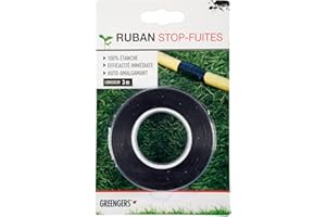 GREENGERS - Duct tape, Ruban adhésif isolant - Ruban anti fuite auto-amalgamant, Ruban stop fuite 100% étanche - Coloris : Noir - Dimensions : 25mm x 3m - Bande adhésive anti fuite