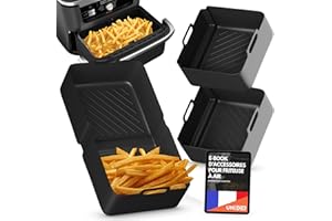 UNBOX 3 Pièces Plus Grands Moule Silicone Air Fryer Ninja 10,4l - Plat pour Air Fryer Ninja, Cosori TwinFry 10L, Accessoire Air Fryer Ninja Foodi Flex 10,4L AF500EU, Moule Silicone pour Ninja 10.4