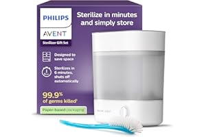 Philips Avent set de regalo de esterilizador: esterilizador eléctrico de vapor con cepillo para biberón y tetina, fácil limpieza y esterilización de biberones, extractores de leche, SCF291/30