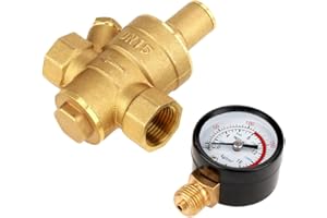 GINORGEE Régulateur de pression - Réducteur de régulateur de pression d'eau réglable en laiton DN15 avec indicateur de niveau