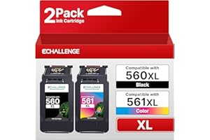 ‎ECHALLENGE ECHALLENGE PG-560XL CL-561XL für Canon 560 561 patronen Multipack Tintenpatrone für Canon 560XL 561XL für Pixma TS5350 TS5351 TS5352 TS5353 TS7450 TS7451 (Schwarz, Farbe, 2er-Pack