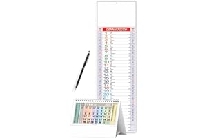 GICAPRICE Calendario 2026 da Parete – Modello silhouette da Muro 14x47 cm cm con Campo Note – + OMAGGIO Calendario da Tavolo e Penna Touch Slim (Multicolore)