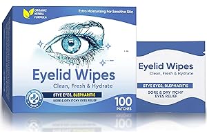 IVYACEN Eyelid Wipes, 100 Individually Packaged Eye Wipes, Gentle and Soft, Suitable for Styes, Blepharitis, Dry Eyes Discomfort, Daily Care