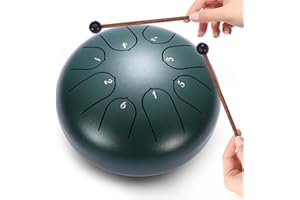 ILWHE Zungentrommel 6 Zoll,Regentrommel für den Garten,Handpan Instrument Stahlzungentrommel,6'' 8 Noten musikinstrumente für Klangheilung Meditation Yoga