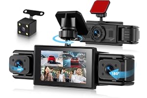 Rimoody 4 Kanal 360 Grad Dashcam Bil, med 4 Kamera 1080P Fram och Bak Vänster Höger, 3 tums 1080P Dash Kamera Bilkamera med I