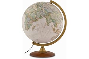 Tecnodidattica – National Geographic Explorer Executive Globe | Illuminated | Base in beechwood, acrylic meridian |Political and physical map by National Geographic | Text in English | 30cm Diameter