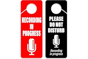 CLEVER SIGNS Türknauf-Aufhänger mit Aufschrift "Recording in Progress - Please Do Not Disturb", doppelseitig, ideal für den Einsatz in jedem Raum, 2 Stück
