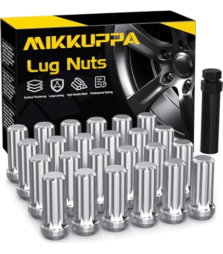 32 Chrome Spike Lug Nuts M14x1.5 - Fit Chevy Silverado, Suburban 2500/3500 (w/ Key)