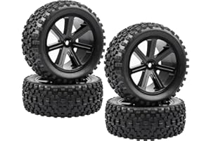 Acekeeps 4pcs Glued 12mm Hex RC Buggy Solid Wheel and Tires for 1/10 1/12 1/14 HSP HPI Hobao WLtoys Tamiya Kyosho Off-Road Car
