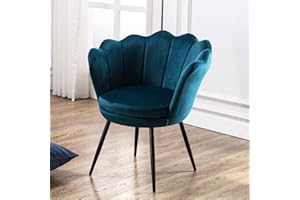 ‎WAHSON OFFICE CHAIRS Wahson Sessel für Schlafzimmer Weicher Samt,Armlehnstuhl mit Schwarz Metallbeinen,Freizeitsessel für Wohnzimmer/Vanity (Blau Grün)