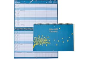 YHH Calendar 2024/25 Family Planner with 6 Columns & Habit-Tracker, Family Wall Calendar 2024 2025 A3 or A4, Monthly Hanging Mid Year Academic Calendar, Aug'24-Dec'25, 140 GSM – Multilingual