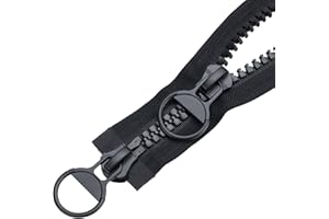 2-Way Zipper Fastener in Plastic - 75 cm #15 - Large Black Zipper - For Coat, Down Jacket, Jackets TXZWJZ (75 cm, 2 Ways)