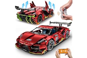 HOGOKIDS Technik Ferngesteuerter Auto Bauspielzeug - 1:10 Skala 2.4 GHz Rechargeable Drift Racing Car 2202 Teile Rennauto Bausatz Modellauto Für Kinder Jungen Erwachsene Männer Sammlermodell Geschenke