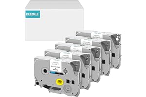 KEENKLE Confezione da 5 nastri compatibili con Brother TZe 231 TZ231 TZ231 TZ-231 12 mm 0.47 nero su bianco per Brother P-touch H105 H110 1000 1005 1010 1280 D400 PT-H105 PT-H105 10
