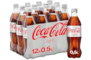 ‎COCA-COLA Coca-Cola Light - prickelndes Erfrischungsgetränk mit originalem Coke-Geschmack - ohne Zucker und ohne Kalorien - koffeinhaltiger Softdrink in Einweg Flaschen (12 x 500 ml)