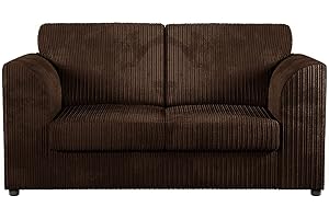 FURNISHINGS FOR LESS UK New Luxor Fullback Chocolate 2 Seater Sofa | Soft Jumbo Cord Fabric 2 Seats For Living Room Furniture (Chocolate, 2 Seater)
