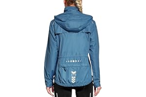 FitsT4 Sports Damen Fahrradjacke Radfahren Laufen Jacken Leichtgewicht Wasserabweisend Windbreaker Wanderjacke Reflektierend Trekking Regenjacke mit Kapuze