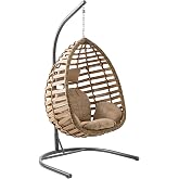 Capri Swing G&uuml;mbet Tekli Rattan Bah&ccedil;e Balkon Salıncağı A&ccedil;ık Kahve