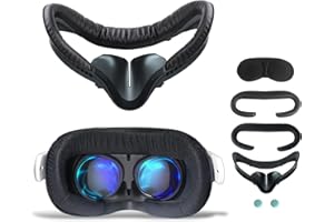 Hanpusen 6-in-1 Set VR Face Cover für Meta Quest 2, Oculus Quest 2 Zubehör Facial Interface, Anti-Licht Nasenabdeckung, 2 Anti-Schweiß PU Gesichtspolster, Brillenabstandshalter, Shakes Stick Caps