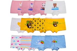 Anntry Niños Paquete de 12 Calzoncillos Suaves y cómodos Algodón Ropa Interior Niñas Surtidas Boyshort Bragas 2-12 años
