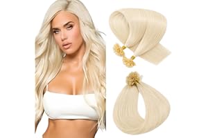 Elailite Extension Cheratina Capelli Veri Naturali Qualita Migliorata Super Invisibili 200 Ciocche - 100% Remy Human Hair Indiani Biondi 100g 50cm #60 Biondo Platino