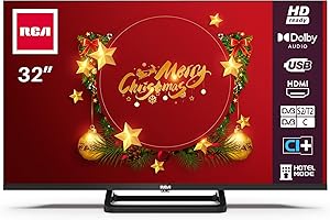 RCA Televisores 32 Pulgadas (No Smart) sin Marco Led HD TV con USB Grabador Reproductor, Sintonizador Digital DVB-T/T2-C-S/S2, Ci+, Modo Hotel, Peana Central (iRB32H5C, 2023)