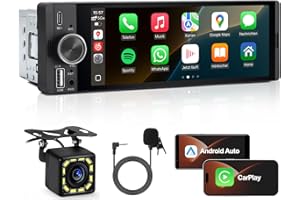 MRSXWPY 1 DIN Autoradio mit Wireless CarPlay & Android Auto, 6,36 Zoll Auto Radio mit Bildschirm, Rückfahrkamera, FM, Bluetooth, Freisprecheinrichtung, Aux-Eingang, Lenkradsteuerung, Equalizer, Mirror Link