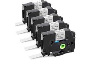 UPWINNING 5 x Compatible Cinta de Etiquetas para Brother TZe231 P-touch TZe 12mm Negro sobre Blanco Laminada para Brother PT 1830 2730 D200 7100 2100 2030 1090 2470 1290 1010 1080 P700 Impresoras de Etiquetas