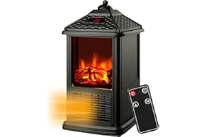 MAISONROUGE Maison Rouge Caminetto Elettrico da Tavolo con Telecomando per Contollo da Remoto 1000W con Effetto Camino 3D - Controllo della Temperatura per Ogni Esigenza e Timer 12 Ore - 32x18,5x18,5cm