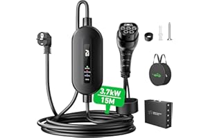EVJUICION Ladekabel Elektroauto Typ 2 Schuko 3,68kW[1-phasig, 15m, 16A, IP67], EV Chargers mit Anzeigeleuchte, EV Ladegerät für ID.3/4, X1, 5ER, Model Y/3, und Anderen EV(Strom Nicht einstellbar)