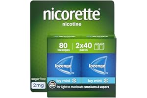 Nicorette Cools 2mg Lozenge, 80 Lozenges (2 x 40 Packs), Effective and Discreet Quit Smoking Aid for Cigarettes, Nicotine Lozenges with Dual-Layer Icy Mint Flavour Release